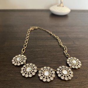 J  Crew necklace - gold tone with clear crystal medallions